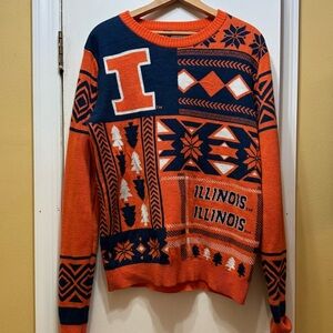 Illinois Themed Orange and Blue Sweater! EUC